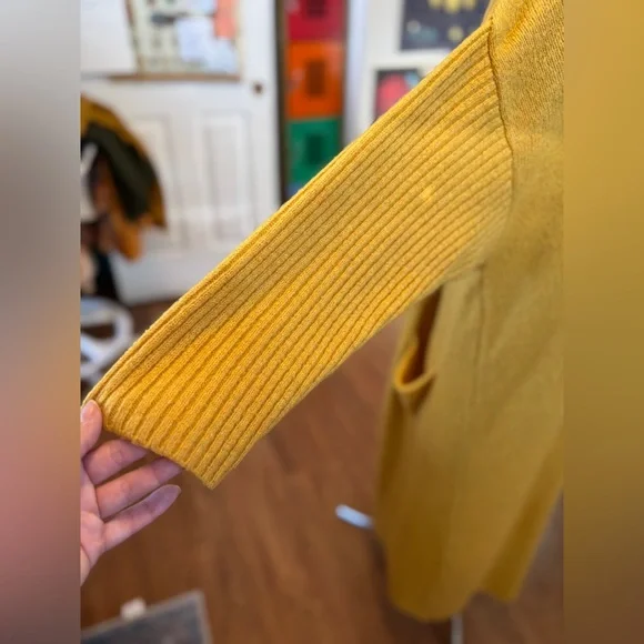 Yellow Hooded Cozy Shrug Long Cardigan - Picture 5 of 7